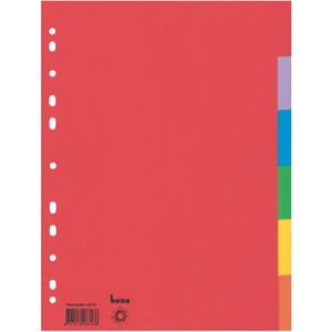 Trennblatt, Karton, 180 g/m², blanko, Universallochung, A4, 6farbig