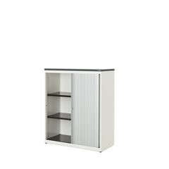 Querrollladenschrank, HxBxT 1180 x 800 x 432 mm, Kunststoffplatte, 2 Fachböden,
