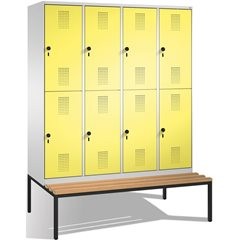 EVOLO Garderobenschrank, doppelstöckig, mit Sitzbank, 4 Abteile, je 2 Fächer, Ab