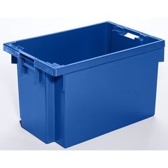Drehstapelbehälter aus HDPE, Volumen 60 l, Wände und Boden geschlossen, grau.