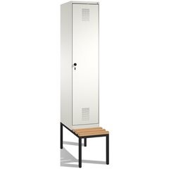 EVOLO Garderobenschrank, mit Sitzbank, 1 Abteil, Abteilbreite 400 mm, reinweiß /