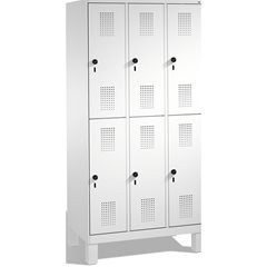 EVOLO Garderobenschrank, doppelstöckig, mit Füßen, 3 Abteile, je 2 Fächer, Abtei