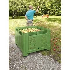Großbehälter, Inhalt 680 l, Seiten durchbrochen, 4 Füße zum Unterfahren, ab 6 Stk.