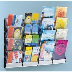 Wandprospekthalter, mit 4 Fächern, VE 2 Stück, für Format DIN A5 / 2 x 1/3 DIN A4.