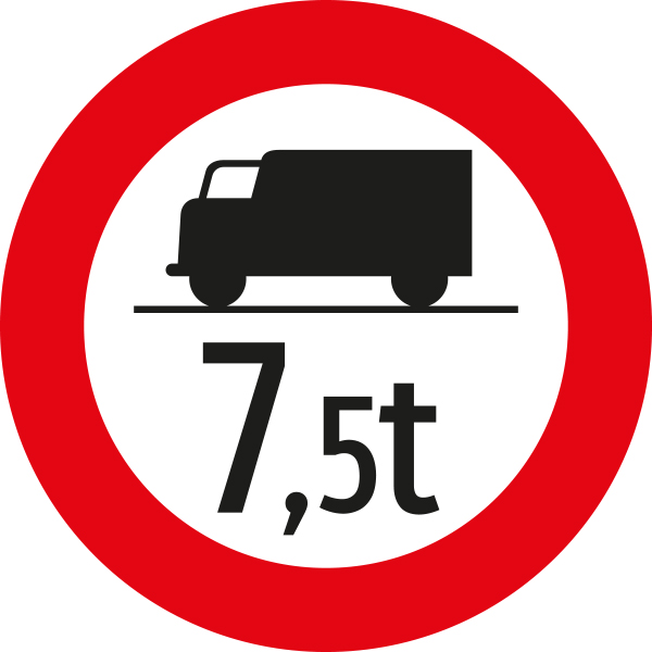 Verkehrszeichen §52/7a Fahrverbot für LKW mitt Gewichtsangabe KOMMUNALBEDARF.AT