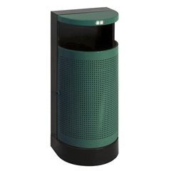 Outdoor-Abfallsammler, halbrund, Volumen 35 l, HxBxT 900 x 320 x 400 mm, grün.