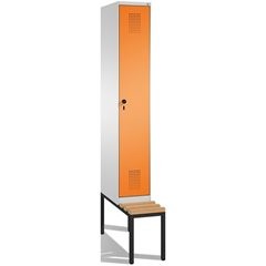 EVOLO Garderobenschrank, mit Sitzbank, 1 Abteil, Abteilbreite 300 mm, lichtgrau