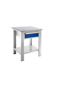 Werkbank, Baukastensystem, Plattenbreite 700 mm, 1 Schublade, Stahlblechbelagplatte.