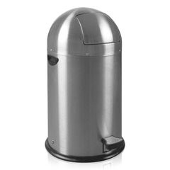 Push-Mülleimer mit Pedal, Volumen 33 l, HxØ 700 x 350 mm, Edelstahl, matt.