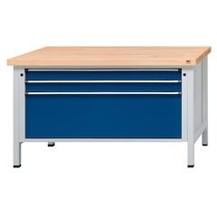 Werkbank mit XL/XXL-Schubladen, Gestellbauweise, Breite 1500 mm, 3 Schubladen, Universalplatte, Fron