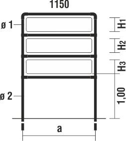 Rohrrahmen Type HFA-15 für Tafelformat 1150x400mm 3x