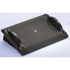 Fußstütze aus Kunststoff, stufenlos verstellbar, schwarz.