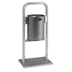 Außen-Abfallsammler, 30 l, Edelstahl, Volumen 30 l, BxT 490 x 400 mm, mit Rohrbogen, ohne Dach.