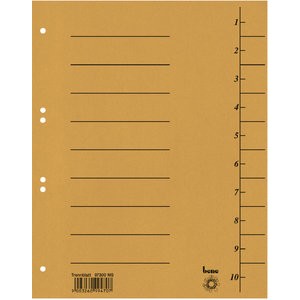 Trennblatt, Karton (RC), 250 g/m², 1-10, A4, maisgelb