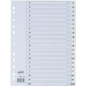 Register, PP, 0,12mm, A-Z, Euroloch., A4, 20Bl., weiß
