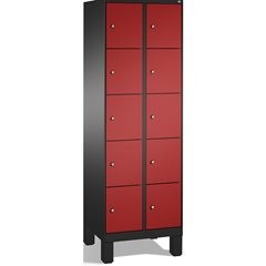 EVOLO Fächerschrank, mit Füßen, 2 Abteile, je 5 Fächer, Abteilbreite 300 mm, sch