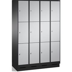 EVOLO Fächerschrank, mit Sockel, 4 Abteile, je 3 Fächer, Abteilbreite 300 mm, sc