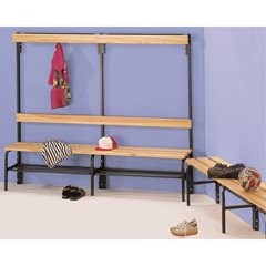 Umkleidebank mit Hakenleisten, einseitig, 3 Haken, 1015 mm, anthrazit, Schuhrost.