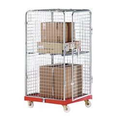 Rollbehälter SAFE, HxBxT 1550 x 720 x 810 mm, Rollplatte blau.