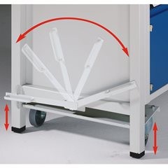 Kompaktwerkbank, fahrbar, fahrbar, mit 2 Schubladen und 2 Schränken, Breite 1500 mm.