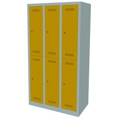 MonoBloc™ Garderobenschrank, doppelstöckig, Breite 900 mm, 3 Abteile, 6 Fächer,