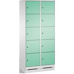 EVOLO Fächerschrank, mit Sockel, 2 Abteile, je 5 Fächer, Abteilbreite 400 mm, li