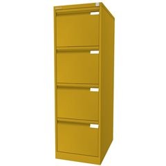 Hängeregistraturschrank, 1-bahnig, 4 Schübe, DIN A4, gelb.