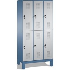 EVOLO Garderobenschrank, doppelstöckig, mit Füßen, 3 Abteile, je 2 Fächer, Abtei