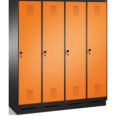 EVOLO Garderobenschrank, mit Sockel, 4 Abteile, Abteilbreite 400 mm, schwarzgrau