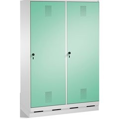 EVOLO Garderobenschrank, Tür über 2 Abteile, mit Sockel, 4 Abteile, 2 Türen, Abt