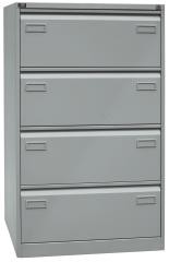 Hängeregistraturschrank LIGHT, 2-bahnig, 4 Schübe, DIN A4, silber.
