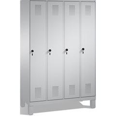 EVOLO Garderobenschrank, mit Füßen, 4 Abteile, Abteilbreite 300 mm, weißaluminiu