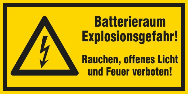 Hinweisschild Batterieraum 400x200/1.5mm
