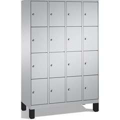 EVOLO Fächerschrank, mit Füßen, 4 Abteile, je 4 Fächer, Abteilbreite 300 mm, wei