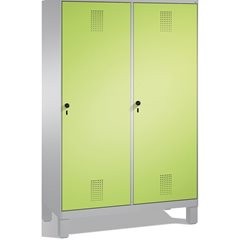 EVOLO Garderobenschrank, Tür über 2 Abteile, mit Füßen, 4 Abteile, 2 Türen, Abte