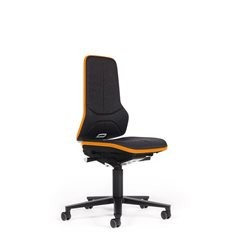 NEON Arbeitsdrehstuhl ESD, Rollen, Permanentkontakt, Stoff, Flexband orange.