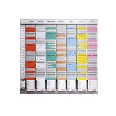 T-Kartenplaner, Wochenplaner, 7 Module mit je 24 Schlitzen, mit 800 T-Karten in 8 Farben.