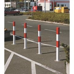 Sperrpfosten aus Stahl, zum Aufdübeln, 70 x 70 mm, feuerverzinkt, 2 Kettenösen.