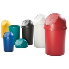 Push-Abfallbehälter, aus Polypropylen, lichtgrau, Volumen 13 l, VE 6 Stk.