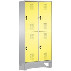 EVOLO Garderobenschrank, doppelstöckig, mit Füßen, 2 Abteile, je 2 Fächer, Abtei