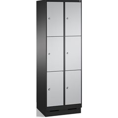 EVOLO Fächerschrank, mit Sockel, 2 Abteile, je 3 Fächer, Abteilbreite 300 mm, sc