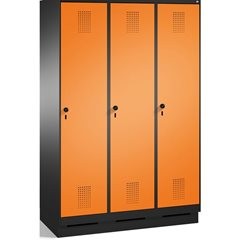 EVOLO Garderobenschrank, mit Sockel, 3 Abteile, Abteilbreite 400 mm, schwarzgrau