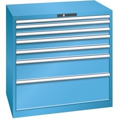 Schubladenschrank, 7 Schubladen, BxTxH 1023 x 725 x 1000 mm, grau metallic / lichtgrau.
