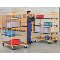 Profi-Regal- und Etagenwagen, 3 Etagenböden und 3 Gitterwände, LxBxH 1195 x 700 x 1740 mm.