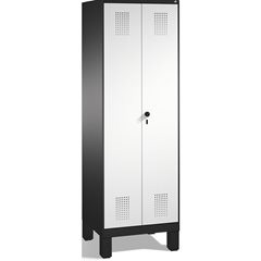 EVOLO Raumpflege-/Geräteschrank, verkürzte Trennwand, 6 Haken, Abteile 2 x 300 m
