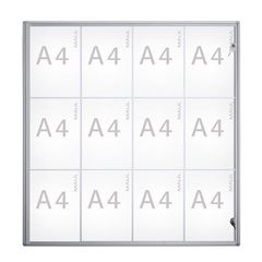 Schaukasten, Außentiefe 27 mm, Außenhöhe 963 mm, 12 x DIN A4.