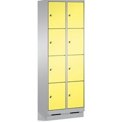 EVOLO Fächerschrank, mit Sockel, 2 Abteile, je 4 Fächer, Abteilbreite 300 mm, we