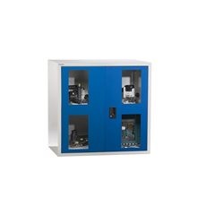 Aufsatzschrank mit Flügeltüren, mit Sichtfenster-Türen, HxBxT 1000 x 1023 x 725 mm, lichtgrau.