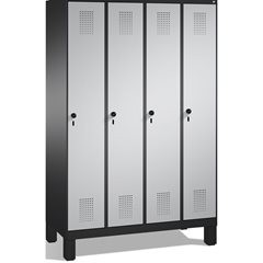 EVOLO Garderobenschrank, mit Füßen, 4 Abteile, Abteilbreite 300 mm, schwarzgrau