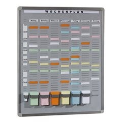 T-Card Systemtafel, Hartschaum-Trägerplatte, grau, BxH 656 x 608 mm, mit 35 Fächern und 7 Reihen.